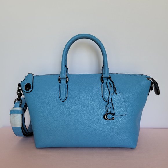 Coach Cara Pebbled Leather Satchel-Pool Color - Picture 5 of 16